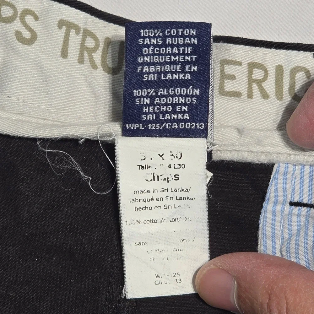 Chaps True American Chino Mens 34x30 Black 100% Cotton Straight Leg Pants A0286